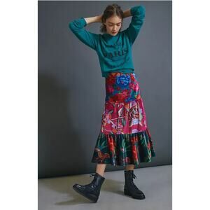 FARM Rio Drea tiered velvet midi skirt NEW WITH TAGS